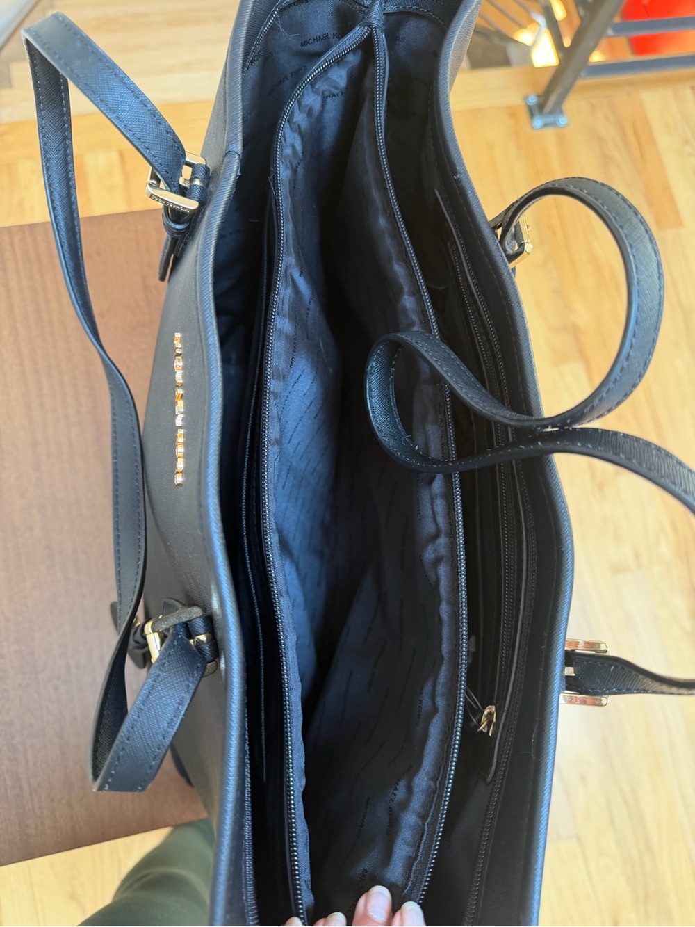 Michael Kors Black Saffiano Tote with Gold Hardware - Picture 4 of 6
